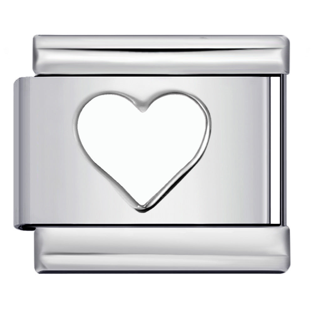 Wholesale Italian Charm Bracelet 9mm DIY Colorful Oil Dripping Heart    Creative Stainless Steel Composable Bracelet