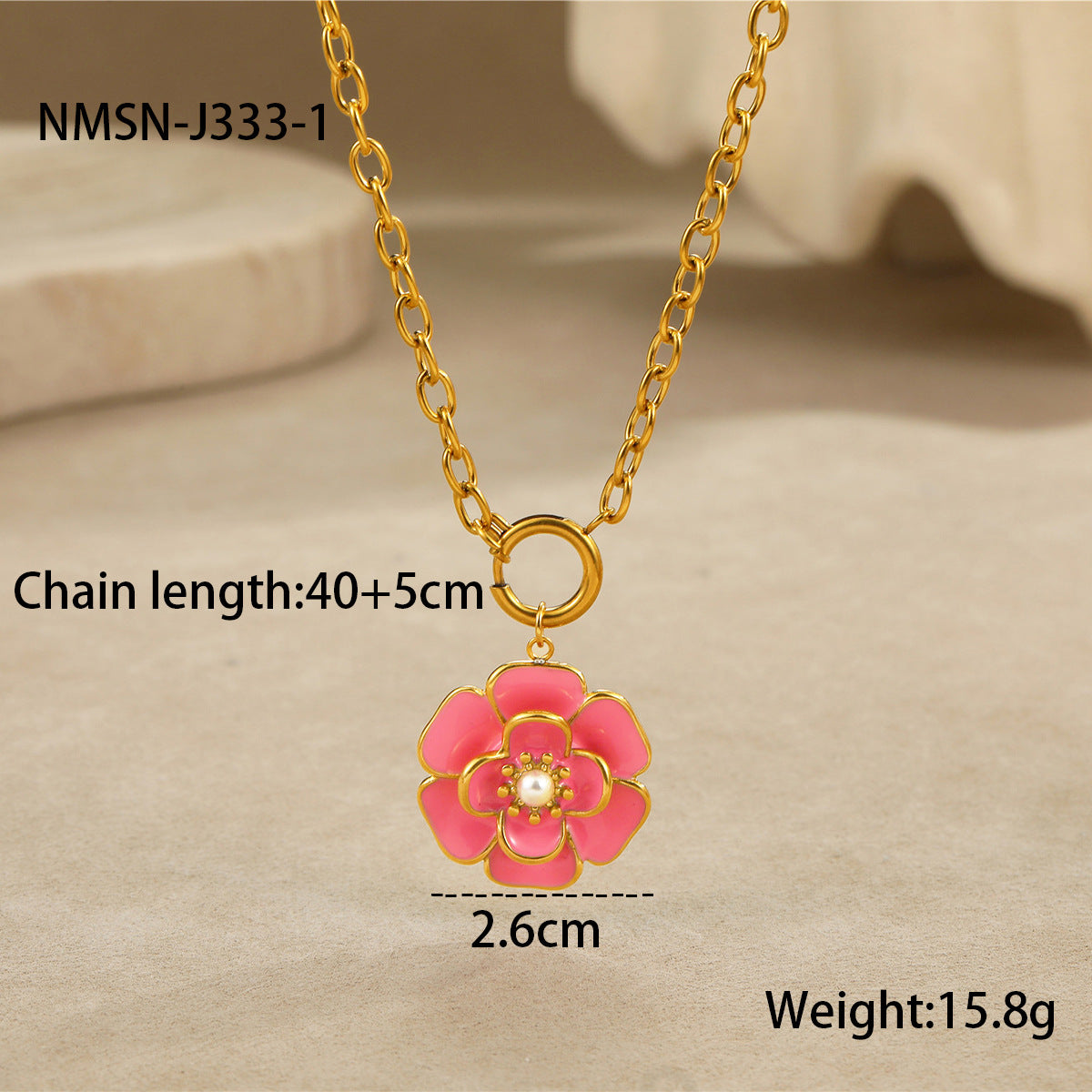 Wholesale  camellia oil drop flower necklace stainless steel ring earrings