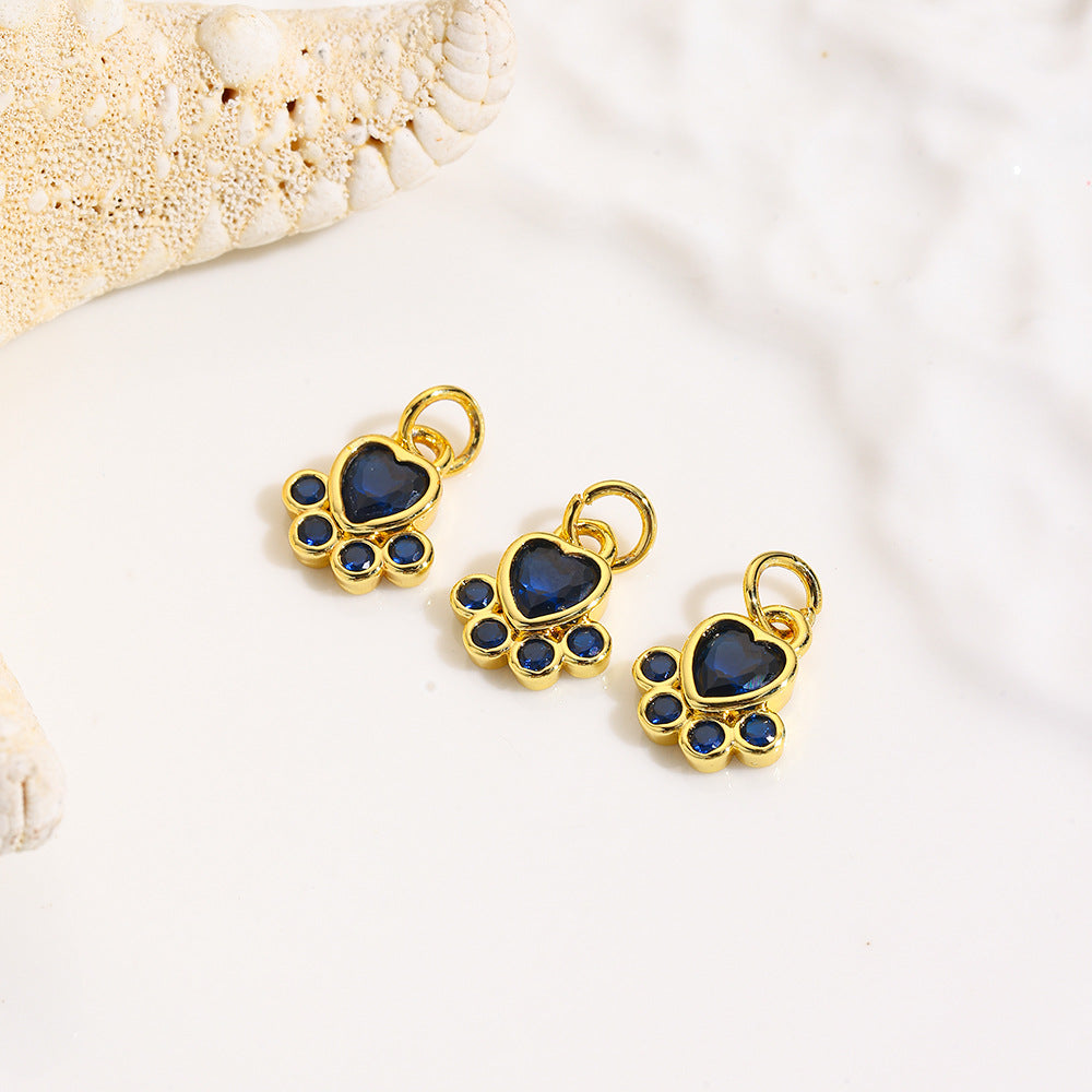 Wholesale Simple Micro-inlaid Zircon Dog Paw Print  Charms