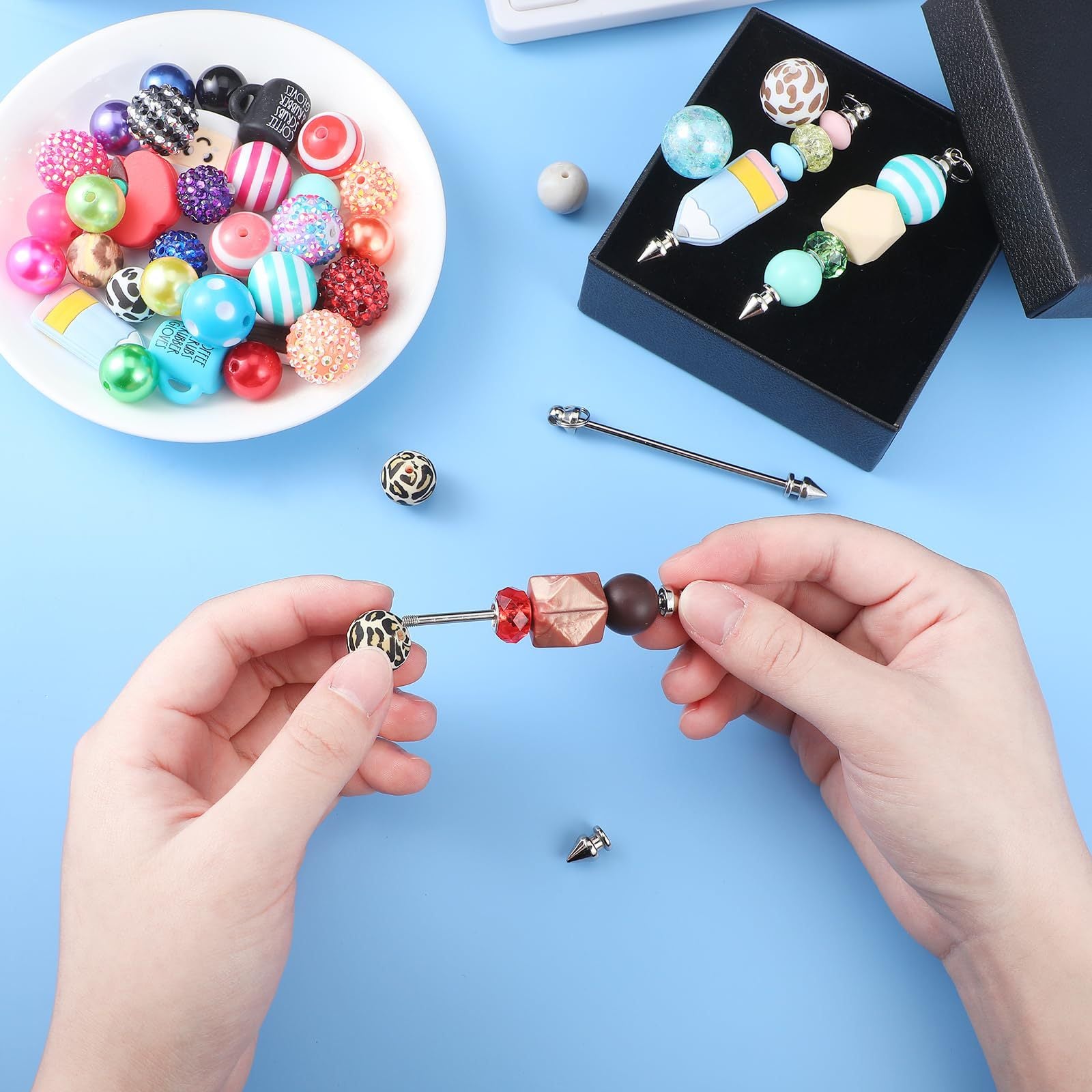 Wholesale 5pcs Beadable Bars Pointed Rivets Removable DIY Beaded Keychain ACC-KC-JiaYing001