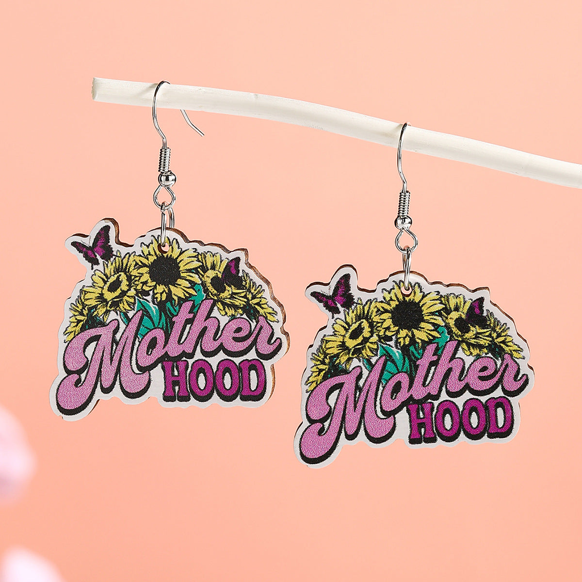 Wholesale  Mother's Day Wooden Earrings Cartoon MOM Coffee Milk Tea Cup Earrings