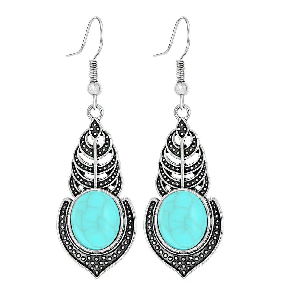 Wholesale Ethnic Style Geometric Acrylic Turquoise Earrings for Women Fashion Jewelry