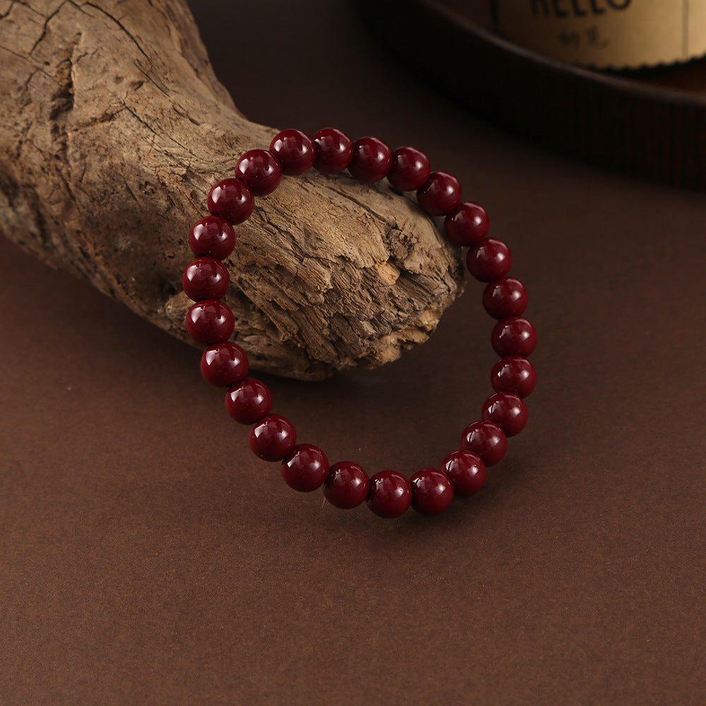 Wholesale Simple Natural Cinnabar Single Circle Bracelet