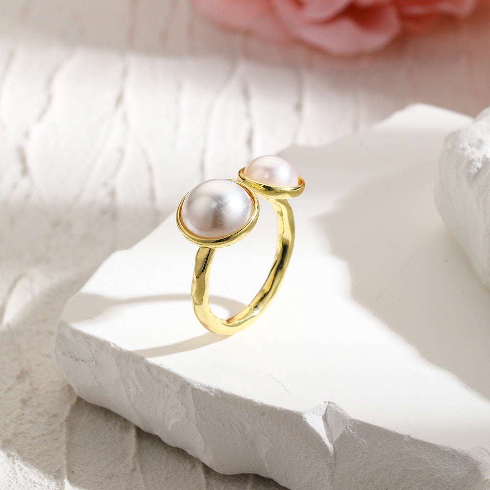 Wholesale 18k copper plated polished Baroque ring for women