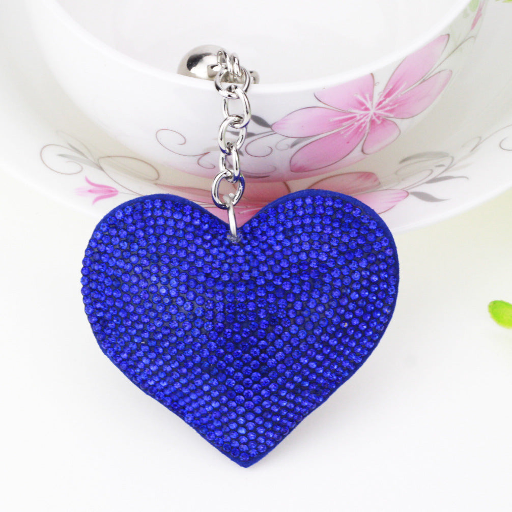 Wholesale 12pcs Heart Shape Hot Diamond Leather Keychain ACC-KC-DC001