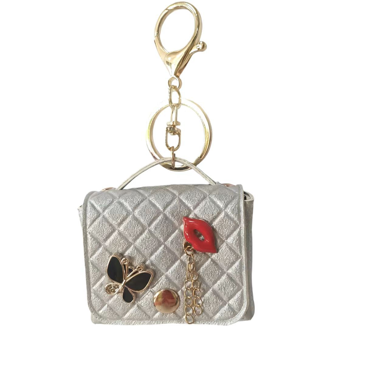 Wholesale Chic PVC Keychain Bag Coin Purse With Lips Butterfly Quilted Pattern Fashion Accessory Gift For Resale