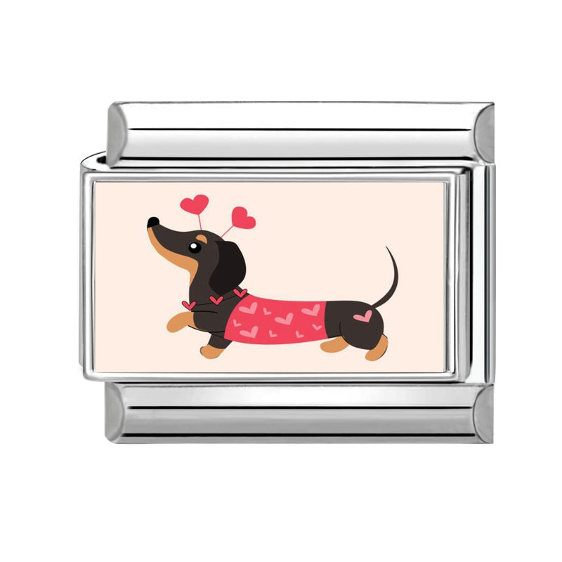 Wholesale Hearts and Love Italian Charms DIY flower fish Single Section Creative Stainless Steel Composable Bracelet