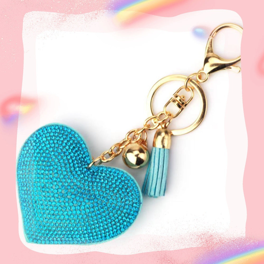 Wholesale Colorful Rhinestone Hot Rhinestone Leather Tassel Keychain ACC-KC-XLu001