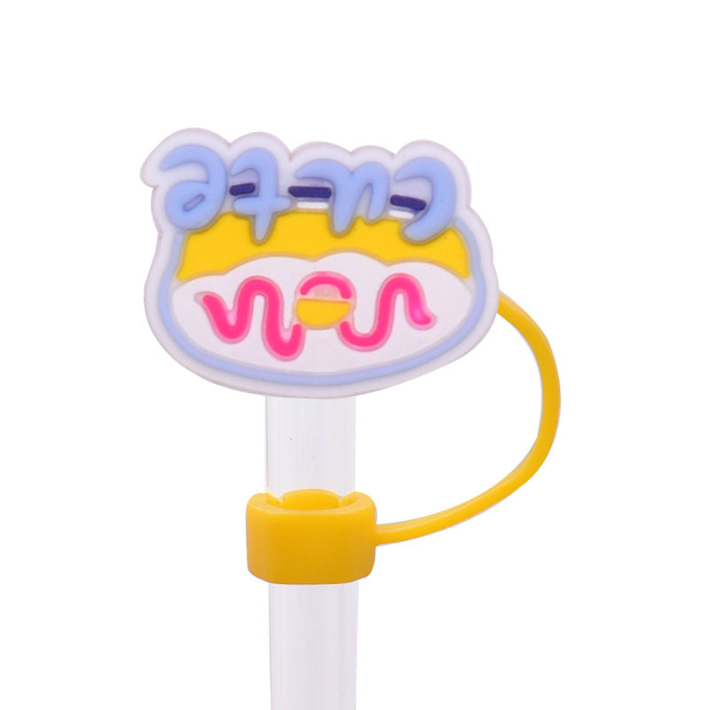 Wholesale Random 100pcs Cute Cartoon Dessert Straw Cover 10MM Straw Tube Cap