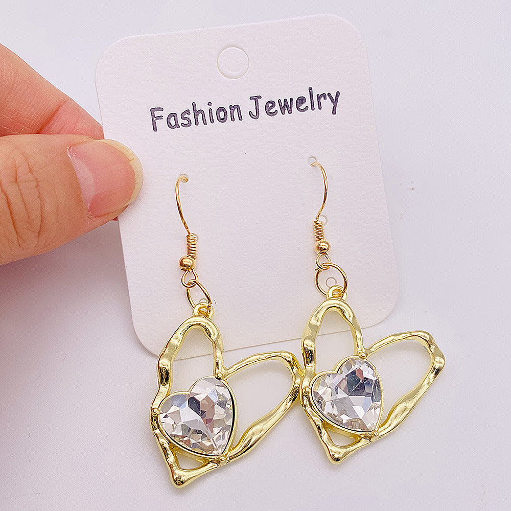 Wholesale  Light Luxury Zircon Earrings Colorful Love Alloy Pendant Earrings