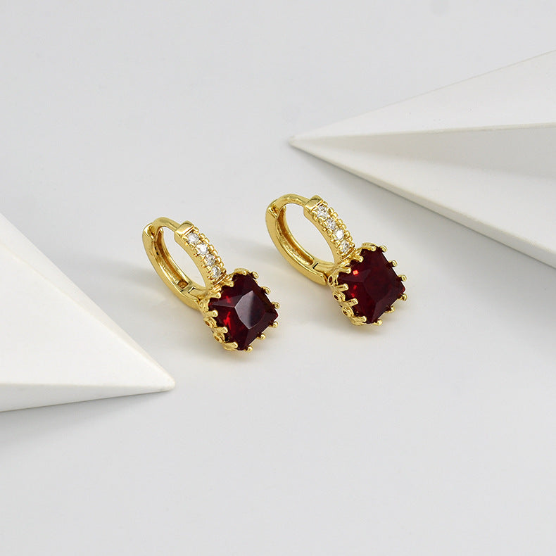 Wholesale Copper Square Zircon Earrings