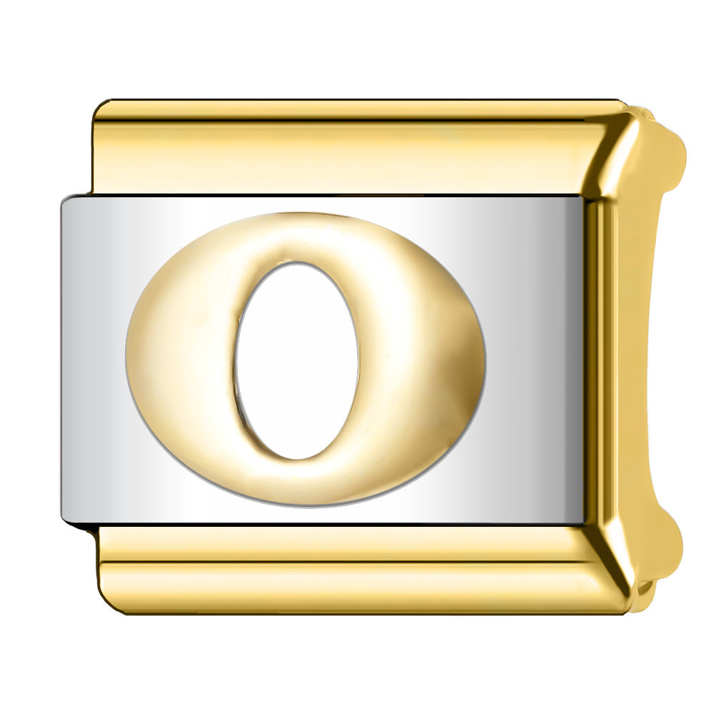 Wholesale  Italian Charm Bracelet 9mm DIY English Edge Gold Letter Series  Creative Stainless Steel Composable Bracelet