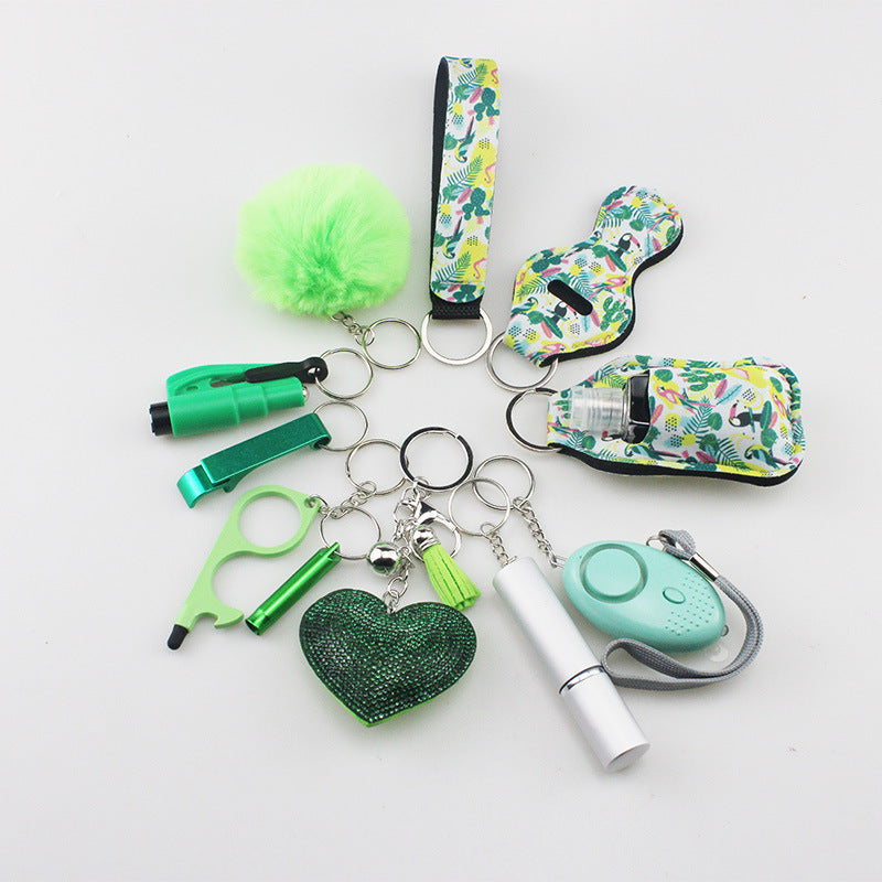 Wholesale Rhinestone Love Lipstick Set Bottle Opener Hair Ball Whistle Keychain Set ACC-KC-TMS003