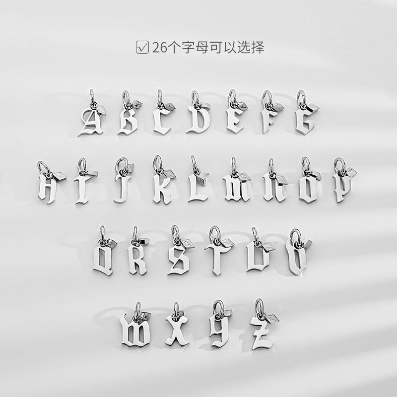 Wholesale Men's 26 Alphabet Titanium Steel Necklace