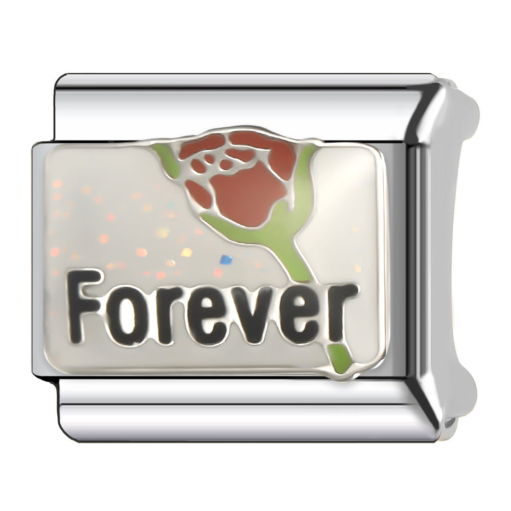 Wholesale Italian Charm Bracelet 9mm DIY English Series Creative Stainless Steel Composable Bracelet