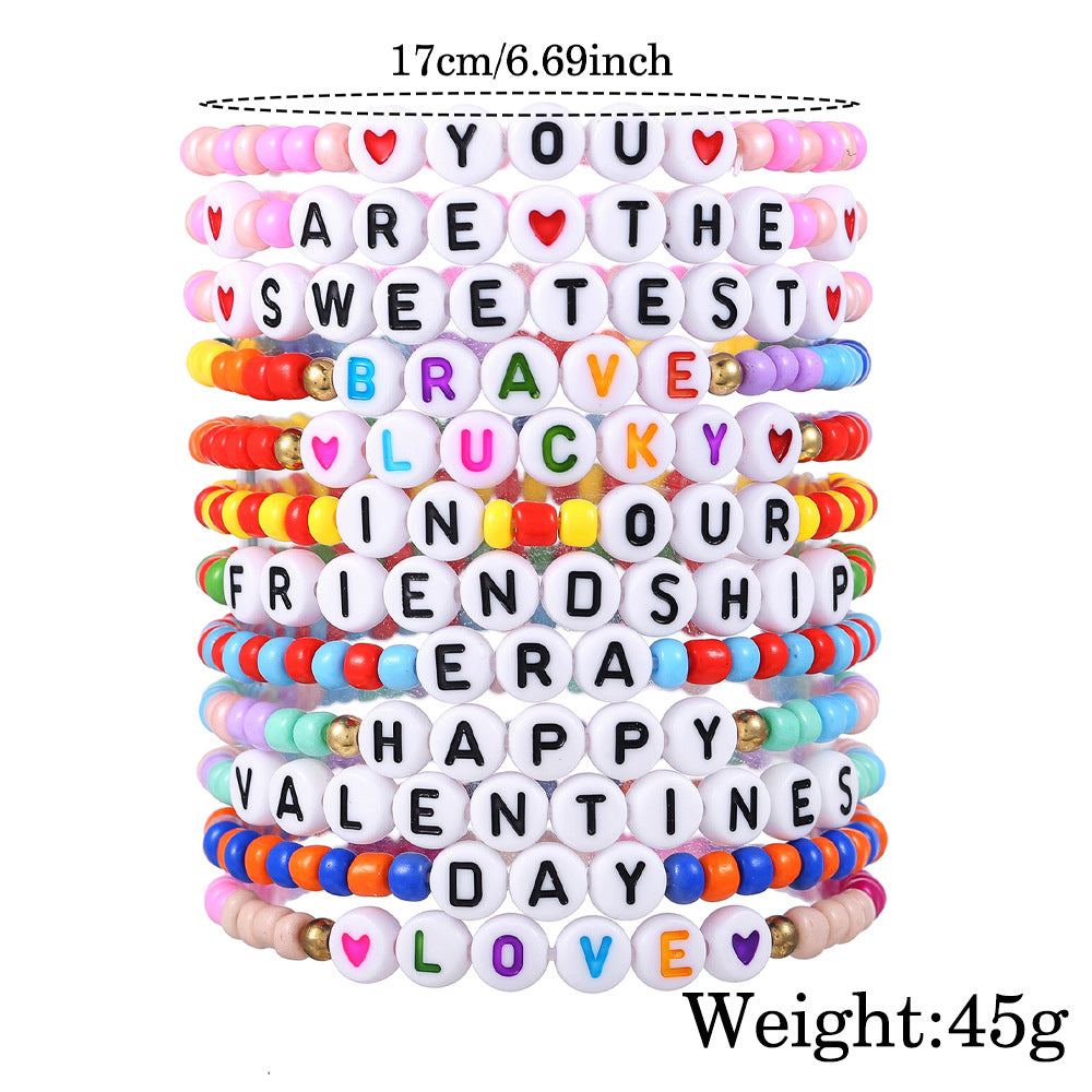 Wholesale Valentine's Day Bohemian Rice Beads Letter Bead Bracelet