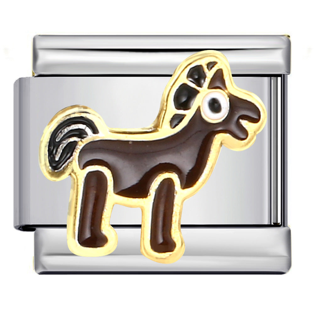 Wholesale Italian Charm Bracelet 9mm DIY Splicing Removable Oil Drop Animal Stainless Steel Composable Bracelet