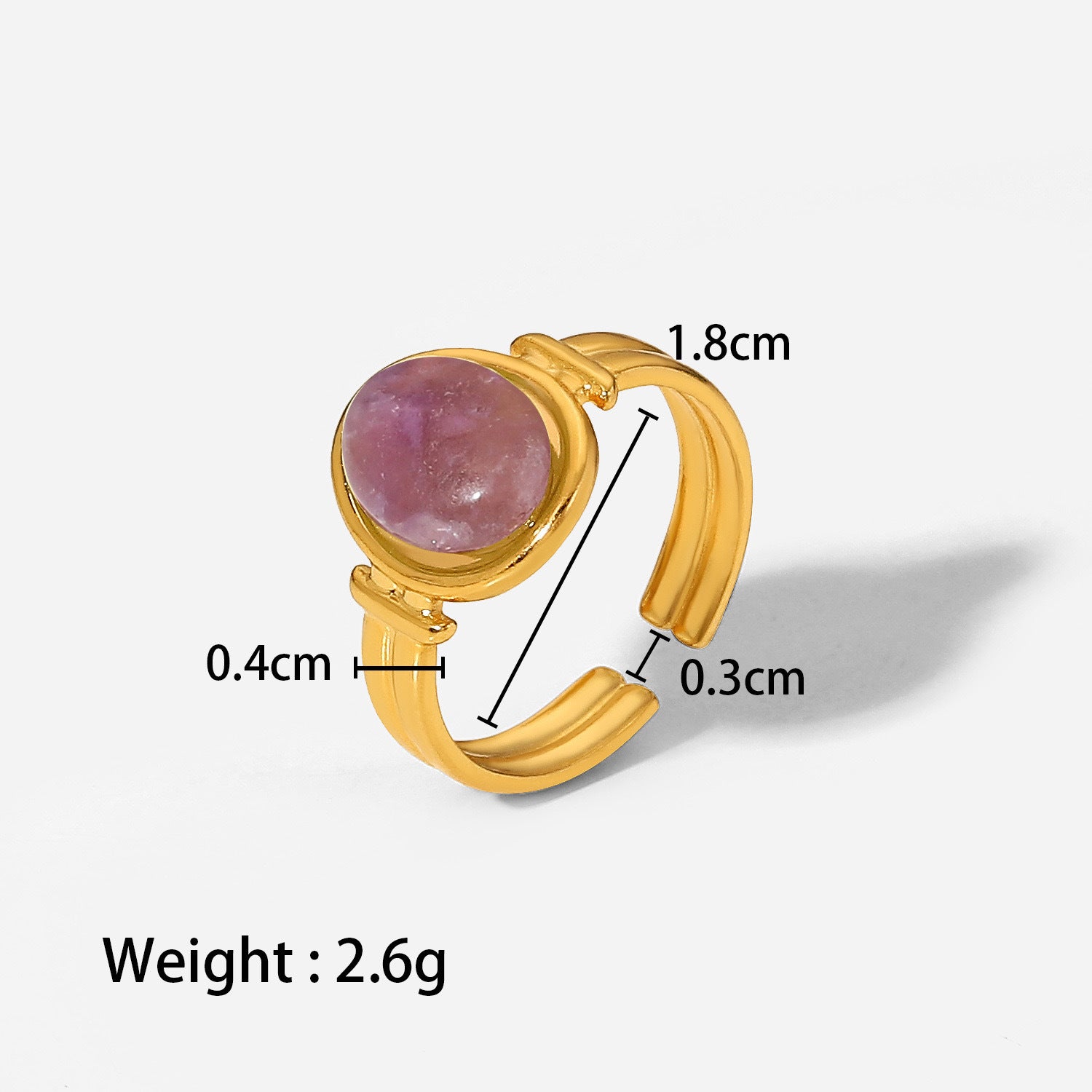 Wholesale Vintage Stainless Steel Ring 18k Gold Plated Natural Stone Rings ACC-RS-MuC003