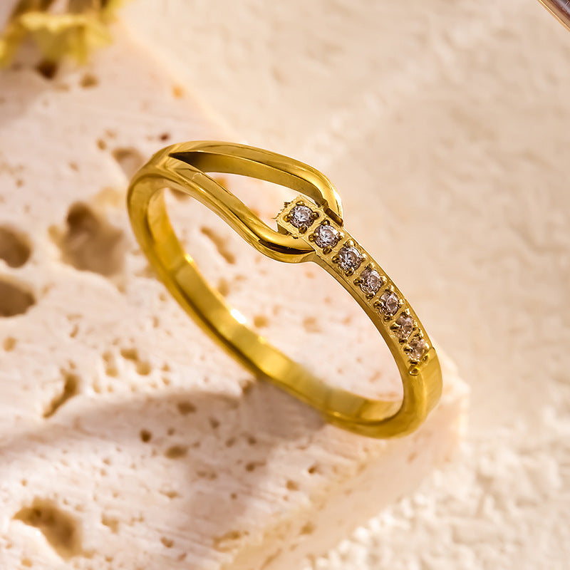 Wholesale Titanium steel rhinestone ring