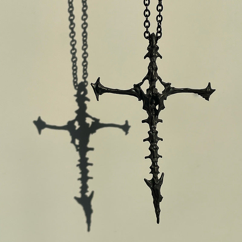 Wholesale Dark Style Skull Cross Pendant Necklace ACC-NE-FuSu011