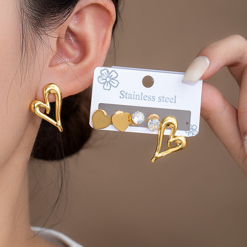 Wholesale Trendy Bowknot Titanium Steel Earrings Set - Light Luxury Jewelry Accessory for Women