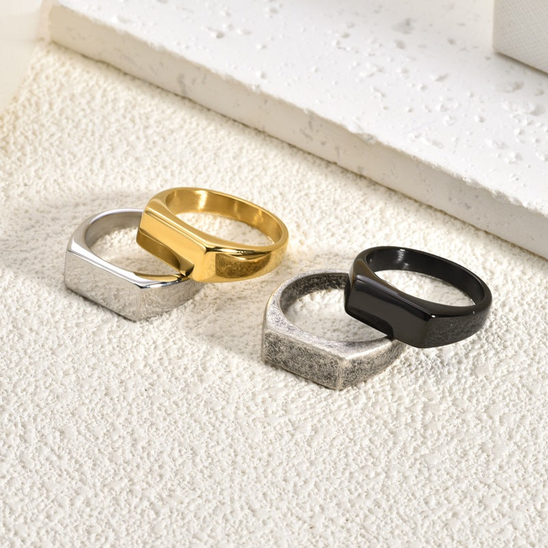 Anello in titanio rettangolare liscio in stile neutro all'ingrosso