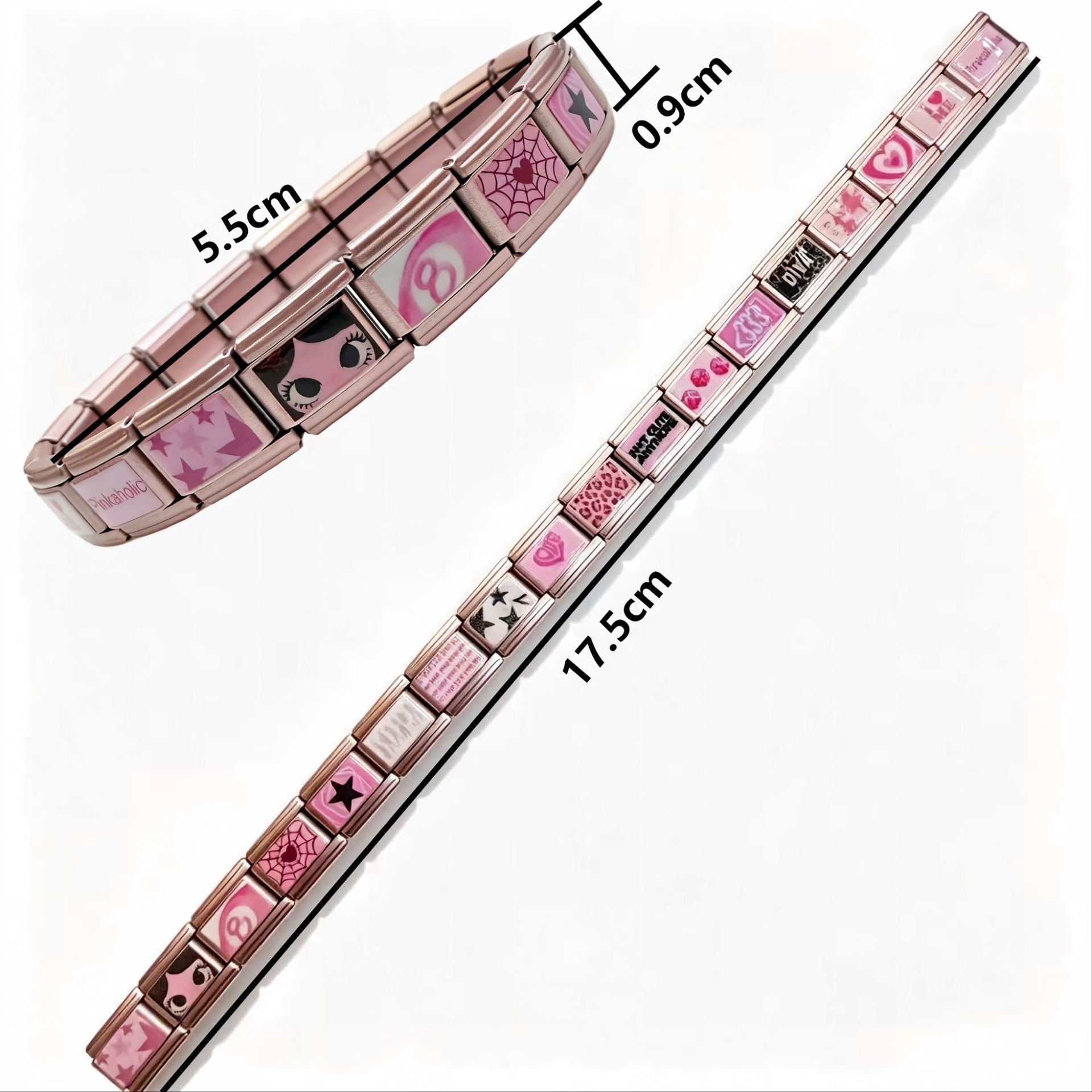 Wholesale DIY Customizable Stainless Steel Modular Bracelet Y2K Heart Print For Everyday Wear Jewelry Accessory