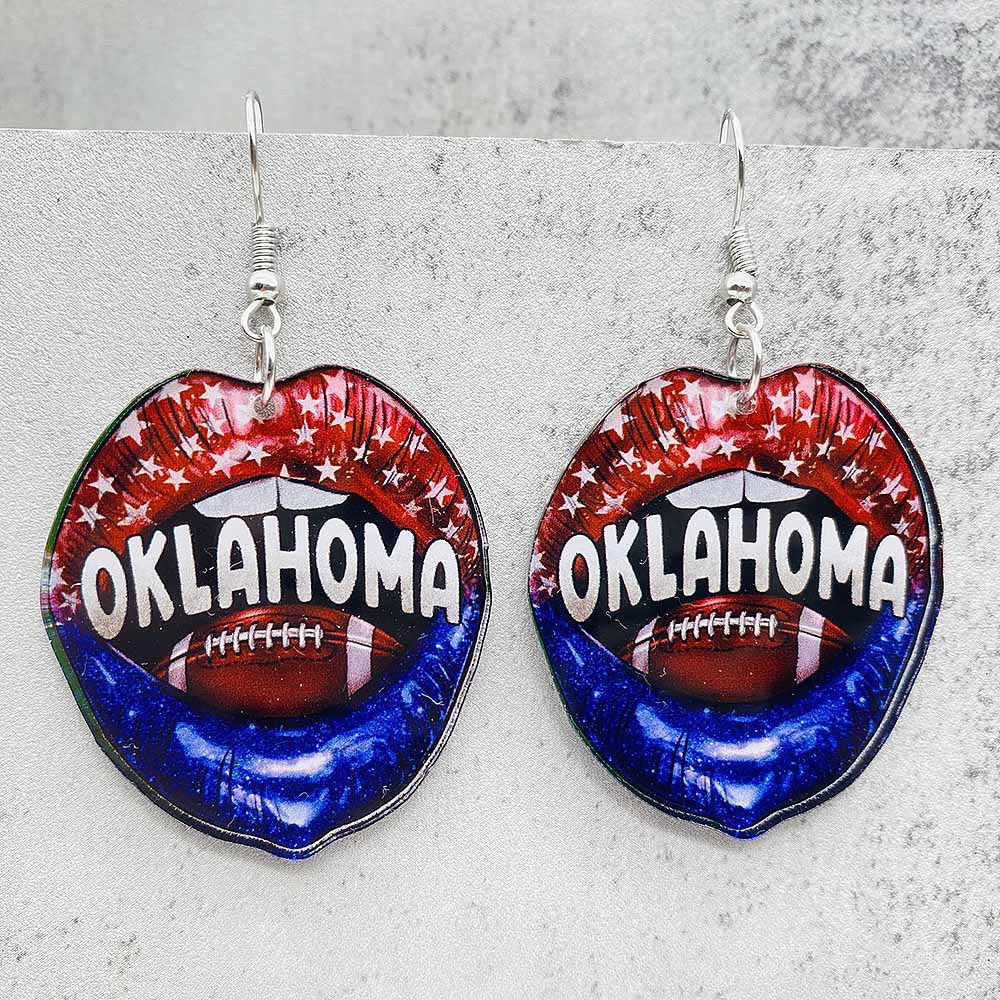 Wholesale Games Themed Leopard Print Football Acrylic Earrings ACC-ES-CY012