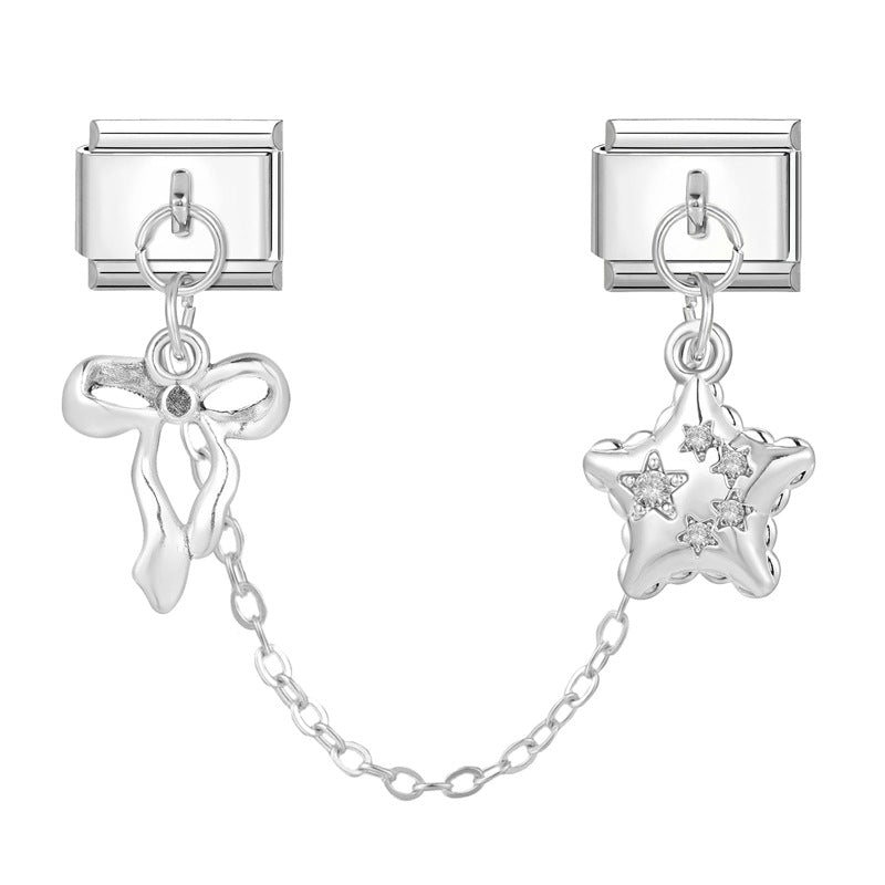 Wholesale 9mm Italian Charm Starter Bracelets DIY Double Hanger Stainless Steel Composable Bracelet