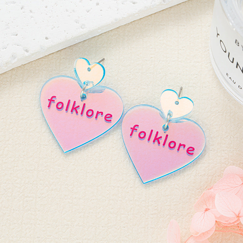 Wholesale Creative Acrylic Earrings Laser Heart Earrings ACC-ES-Jiay012