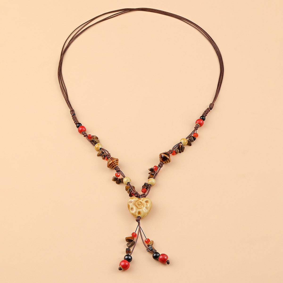 Wholesale Ethnic Style Beaded Ceramic Bead Necklace Bohemian Gravel Color Necklace ACC-NE-JunJie007