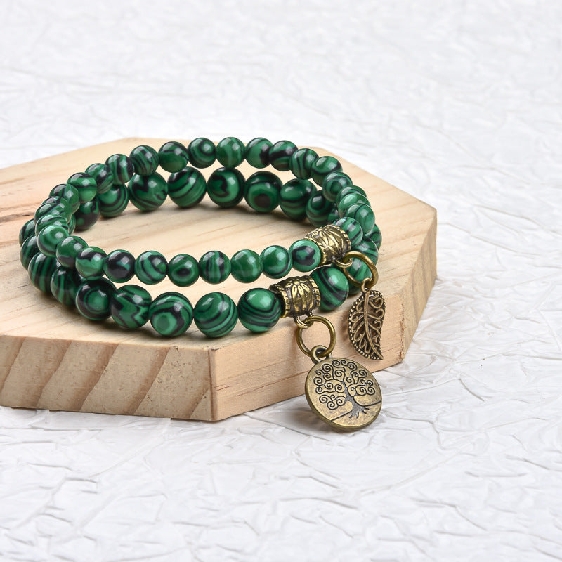 Wholesale Tree of Life Leaves Colorful Tiger Eye Amethyst Agate Bracelet Set