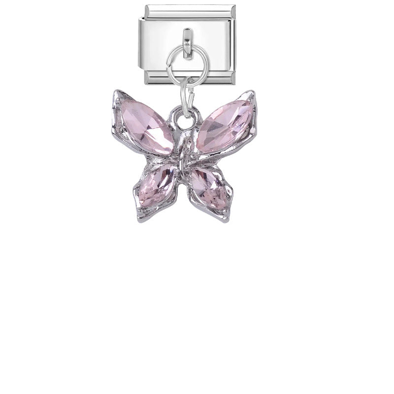 Wholesale Stylish DIY Bracelet Kit Titanium Steel Purple Pink Butterfly Star Charms Jewelry Accessory
