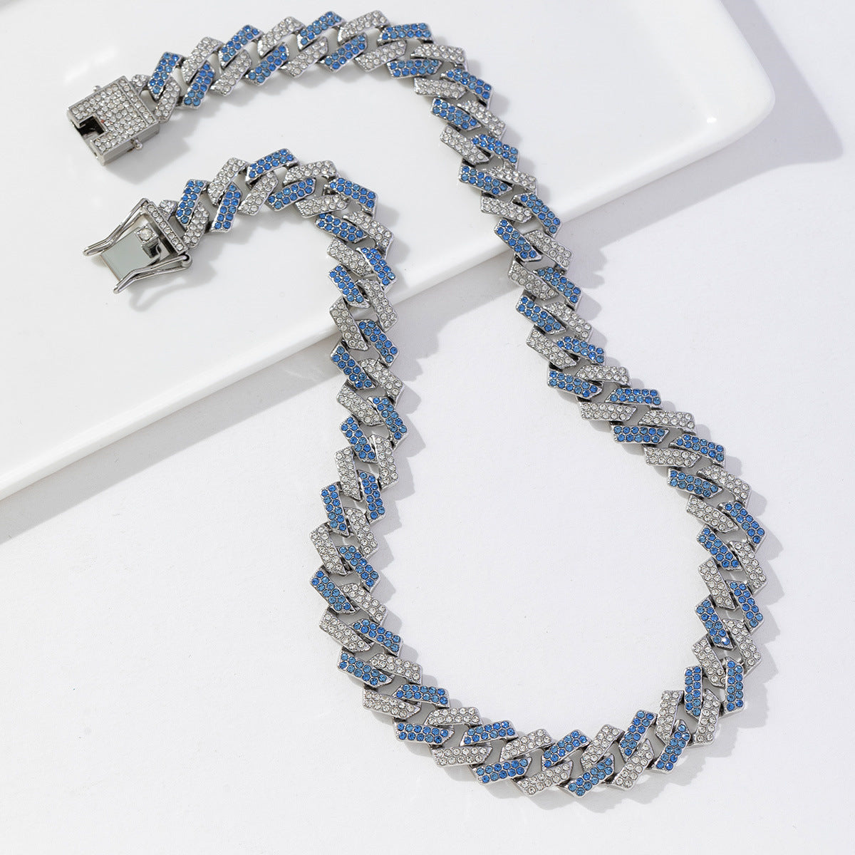Wholesale Hip-hop Style Alloy Full Diamond Diamond Cuban Chain Men's Necklace ACC-NE-MeiWeite001