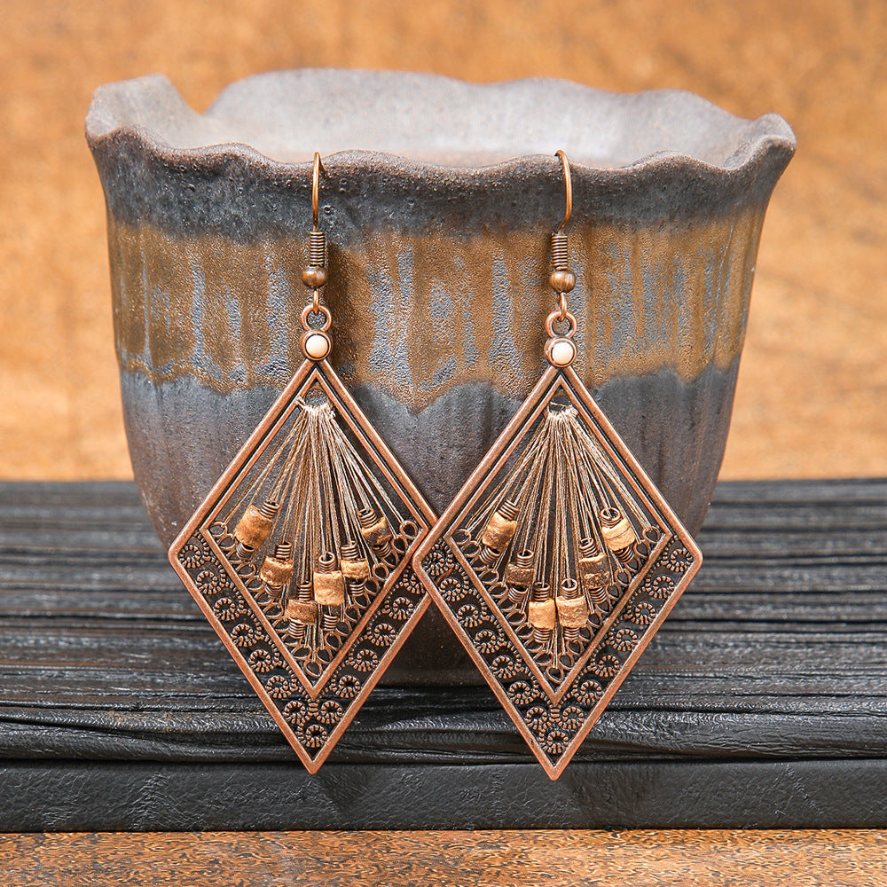 Wholesale Bohemian Geometric Tassel Earrings Zinc Alloy Jewelry Accessory