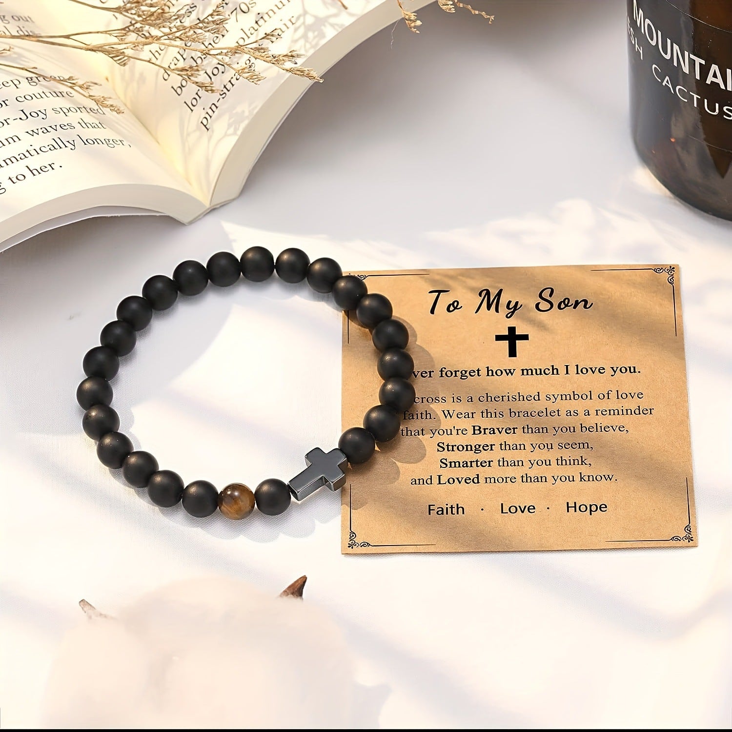 Wholesale  Tiger Eye Small Cross Pendant Bracelet