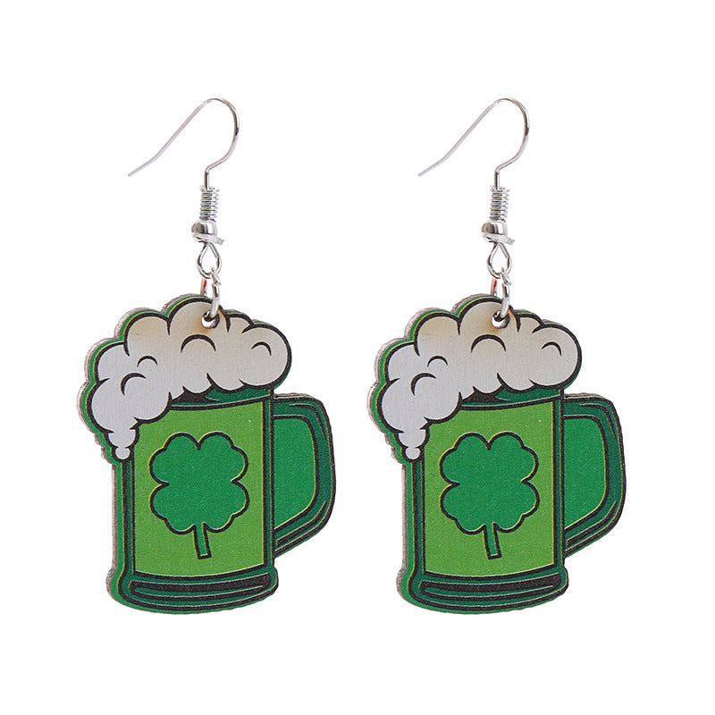 Wholesale  Carnival wooden earrings carnival truck clown hat earrings holiday earrings