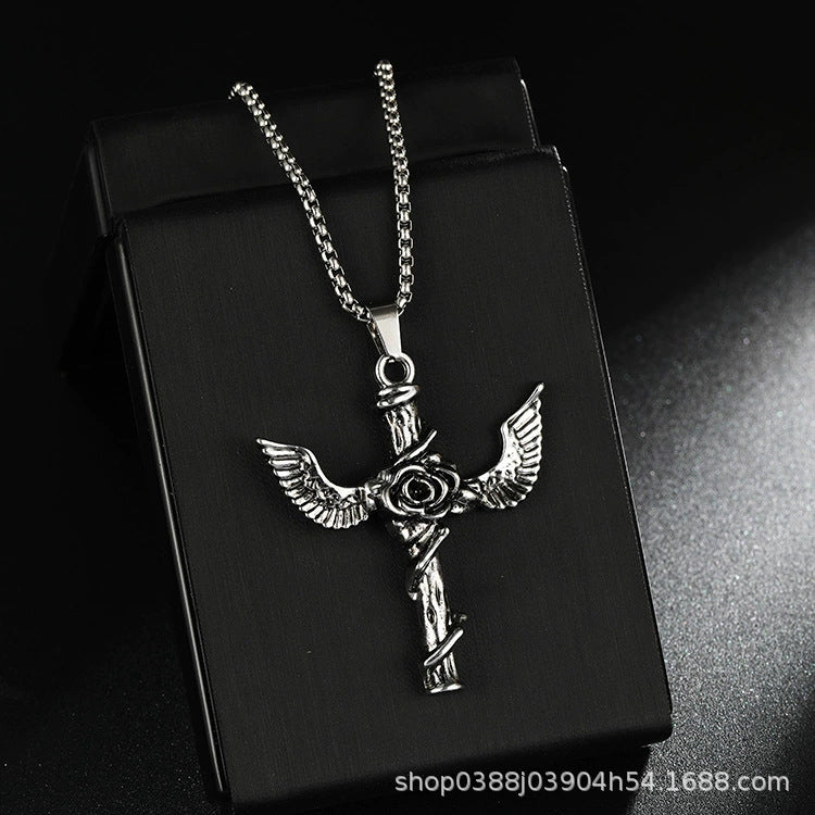 Wholesale Titanium Steel  Cross Necklace  Hip-Hop All-Match Pendant Necklaces