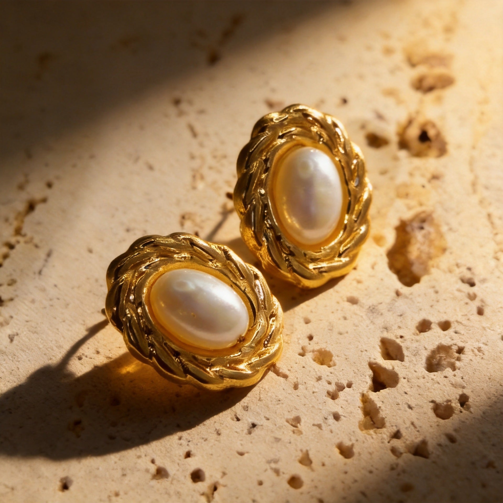Wholesale Vintage Gold Flower Stud Earrings for Women,  Stainless Steel Chic Jewelry,  Party Fashion Accessory
