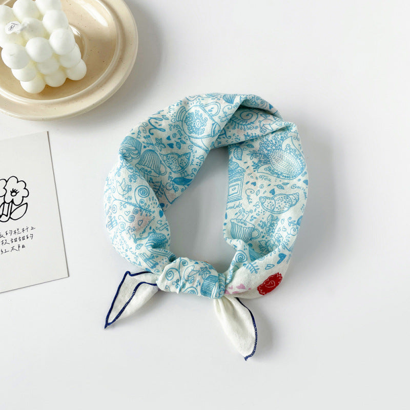 Wholesale Cotton blue cashew scarf small square scarf