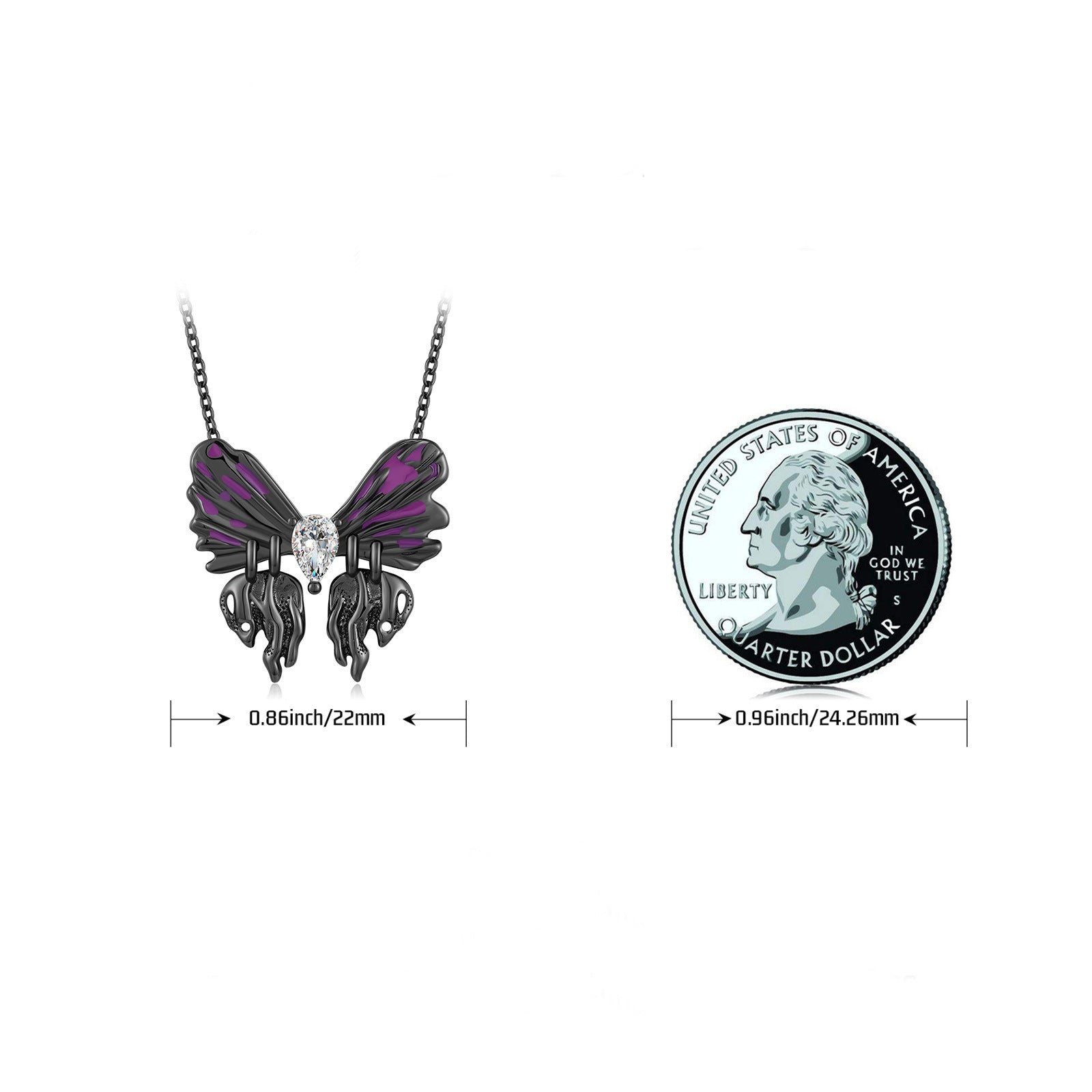 Wholesale Gothic Purple Black Butterfly Necklace