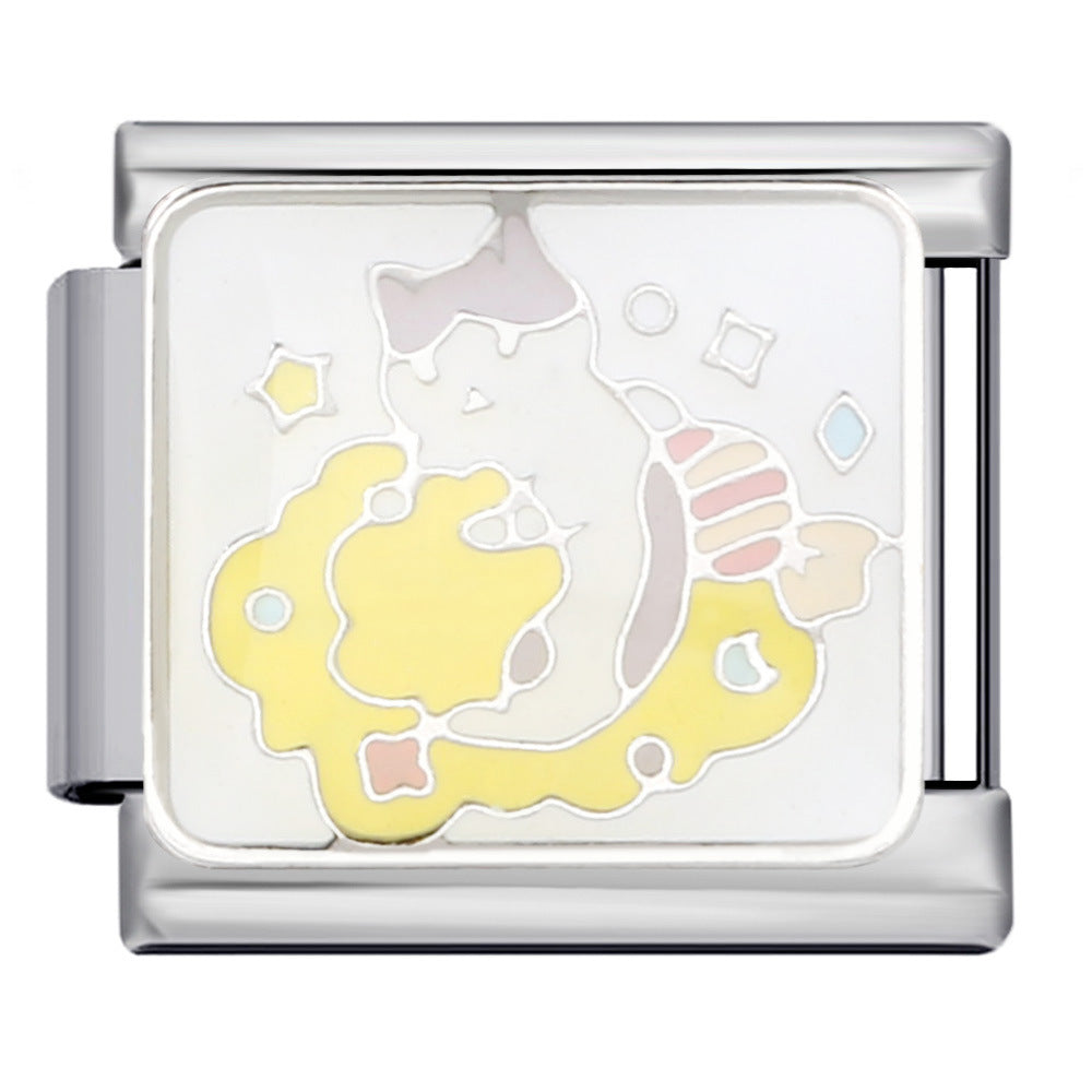 Wholesale titanium steel welding oil drop bracelet cartoon DIY Italian module Charms