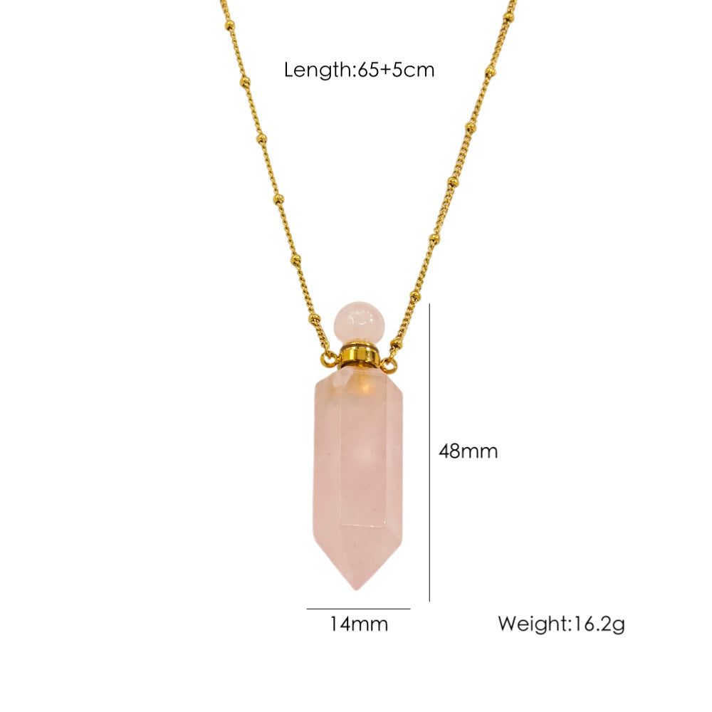 Wholesale Light Luxury Natural Stone Aroma Bottle Pendant Stainless Steel Necklace