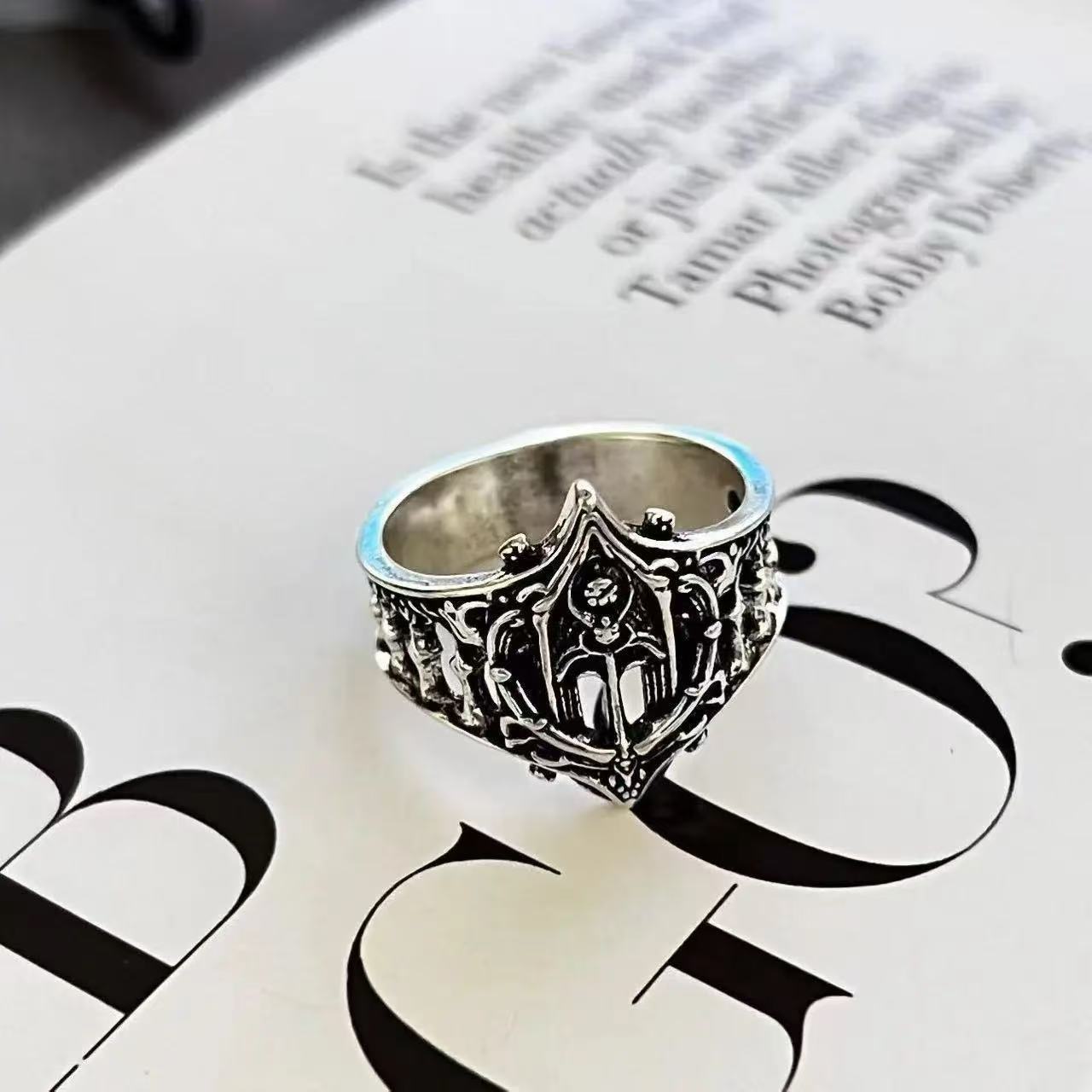 Wholesale Zinc Alloy Gothic Castle Ring Vintage Women S Fashion Jewelry Accessory Gift
