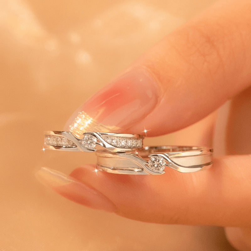 Wholesale Valentine's Day  S925 sterling silver couple  light luxury open ring