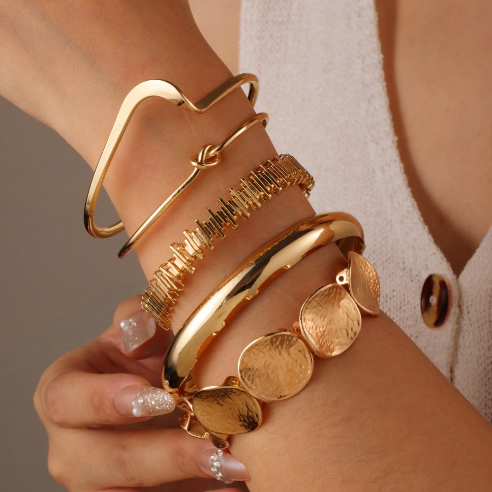 Wholesale Layered Cross &  Flower Pendant Jewelry Set,  Alloy Bracelet Bangle,  Boutique Resale