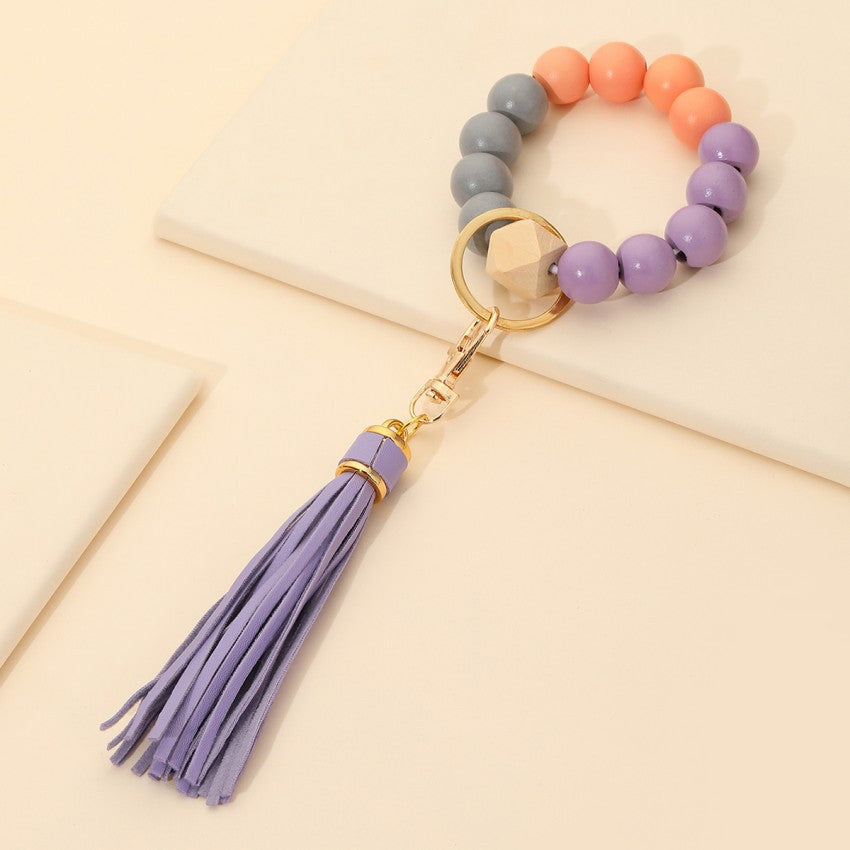 Wholesale Tassel Wood Beads Silicone Beads Bracelet Keychain