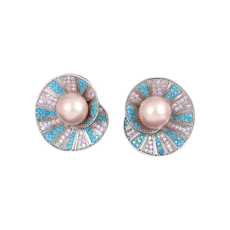 Wholesale Light Luxury Copper Plated Real Gold Silver Needle Earrings