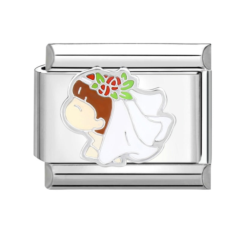 Wholesale Italian Charm Bracelet 9mm DIY Splicing Creative Pattern Titanium Steel Composable Bracelet