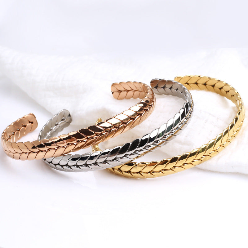Wholesale Stainless Steel Wheat Ear Open Bracelet ACC-BT-QianCai001